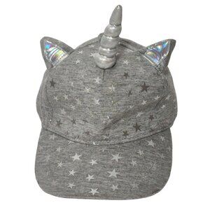 Justice Unicorn Stars Heather Gray Baseball Cap Hat Girls One Size Strap Back